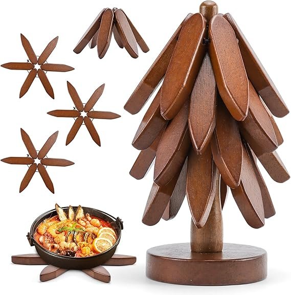 Dessous de Plat en Bois avec Support, en Forme d'arbre